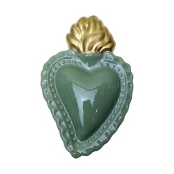 Bomboniera cresima Cuore sacro Capodimonte verde