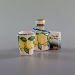 Bomboniera nozze argento limoncello bicchiere ceramica Vietri