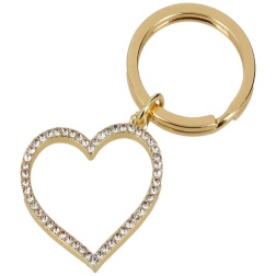 Portachiavi cuore acciaio oro con strass