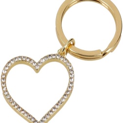 Portachiavi cuore acciaio oro con strass