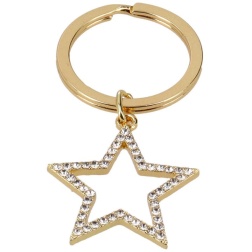 Portachiavi stella acciaio oro con strass