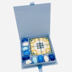 Bomboniera compleanno sottobicchiere maiolica Capodimonte scatola portaconfetti