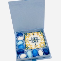 Bomboniera compleanno sottobicchiere maiolica Capodimonte scatola portaconfetti