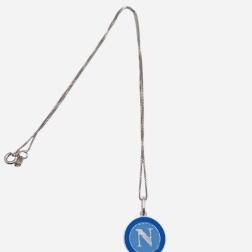 Bomboniera compleanno collana argento ciondolo grande calcio azzurri