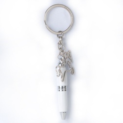 Penna portachiavi bianca con unicorno solidale