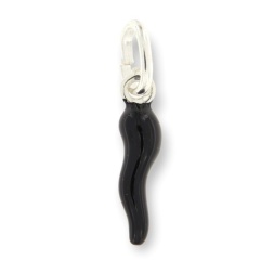 Ciondolo corno portafortuna nero Argento 925