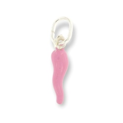 Ciondolo corno portafortuna rosa Argento 925