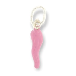 Ciondolo corno portafortuna rosa Argento 925