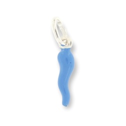 Ciondolo corno portafortuna celeste Argento 925