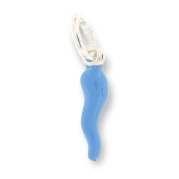 Ciondolo corno portafortuna celeste Argento 925
