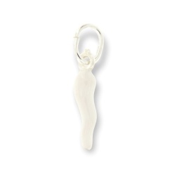 Ciondolo corno portafortuna bianco Argento 925