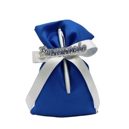 Bomboniera compleanno penna touch sacco blu nome