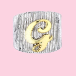 Anello a fascia con iniziale argento 925 bicolore