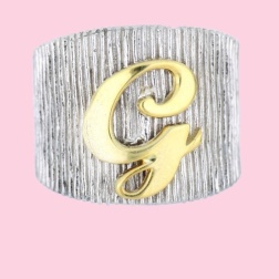 Anello a fascia con iniziale argento 925 bicolore