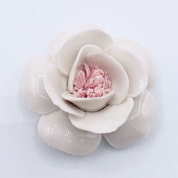 Segnaposto matrimonio peonia Capodimonte panna rosa cipria