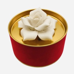 Bomboniera cresima scatola latta rossa fiore Capodimonte