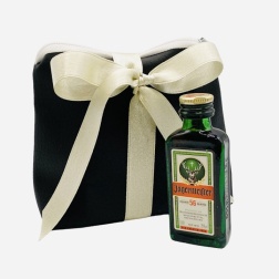 Bomboniera compleanno amaro con borsello ecopelle nero
