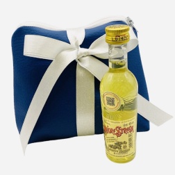 Bomboniera compleanno liquore con borsello ecopelle nero