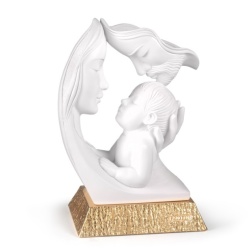 Bomboniera battesimo Fantin argenti Sacra Famiglia bianca base oro