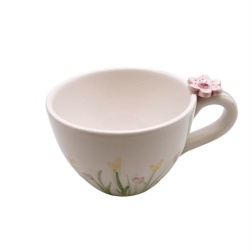 Bomboniera battesimo tazza ceramica con fiori