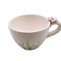 Bomboniera battesimo tazza ceramica con fiori