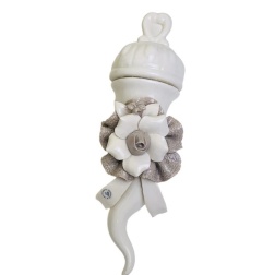 Bomboniera matrimonio corno Capodimonte rosa tortora
