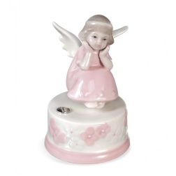 Bomboniera battesimo Fantin argenti carillon angelo rosa
