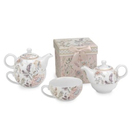 Bomboniera battesimo Fantin argenti teiera tazza peonia