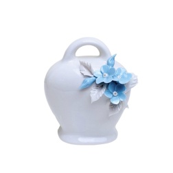 Bomboniera battesimo campana grande Capodimonte fiori