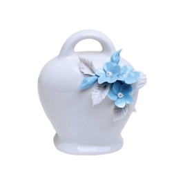 Bomboniera battesimo campana grande Capodimonte fiori