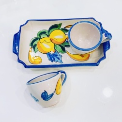 Bomboniera cresima set caffè ceramica Vietri limoni