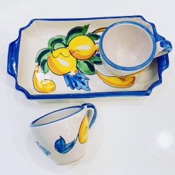 Bomboniera cresima set caffè ceramica Vietri limoni