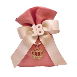 Bomboniera 18 anni portachiavi corona oro sacco rosa