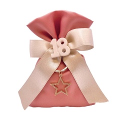 Bomboniera 18 anni portachiavi stella oro sacco rosa