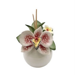 Bomboniera comunione profumatore grande Capodimonte orchidea rosa
