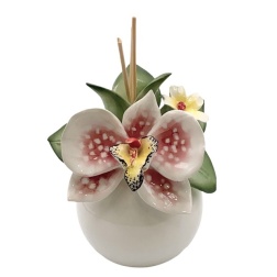 Bomboniera matrimonio profumatore grande Capodimonte orchidea rosa