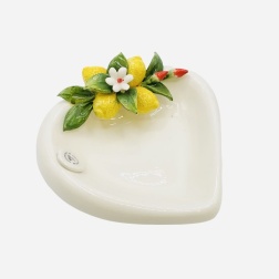 Bomboniera cresima svuotatasche cuore Capodimonte limoni
