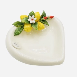 Bomboniera cresima svuotatasche cuore Capodimonte limoni