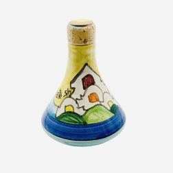 Bomboniera matrimonio bottiglia piramide meloncello ceramica di Vietri casette