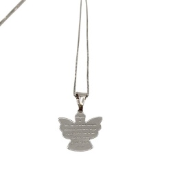 Bomboniera battesimo collana angelo preghiera argento 925