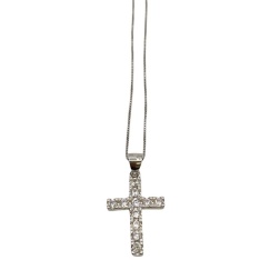 Bomboniera cresima collana croce zirconi argento 925