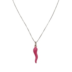 Bomboniera compleanno collana corno rosa argento 925