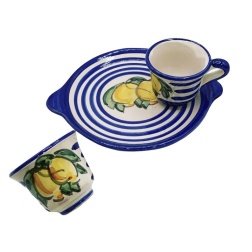 Bomboniera matrimonio set caffè ceramica Vietri limoni cerchi