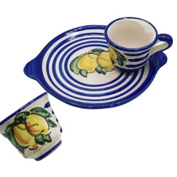 Bomboniera matrimonio set caffè ceramica Vietri limoni cerchi