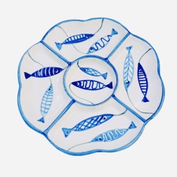 Bomboniera matrimonio antipastiera ceramica di Vietri pesci