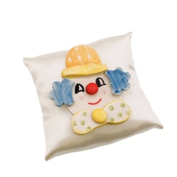 Bomboniera battesimo calamita clown ceramica cuscino